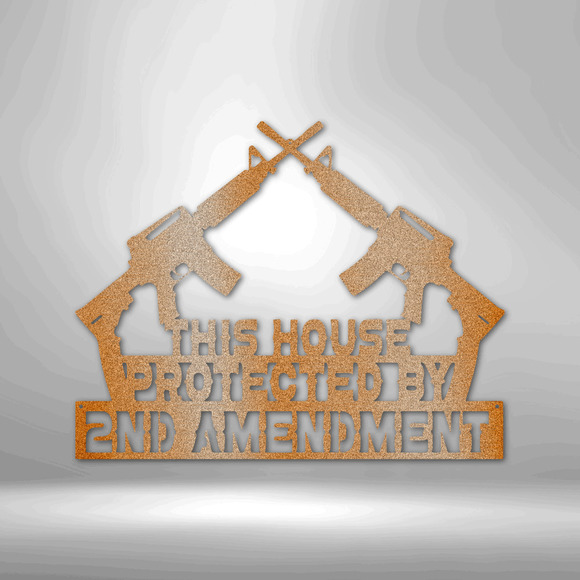 Protected by 2nd Amendment Steel Sign Laser Cut Powder Coated Home & Office Meta